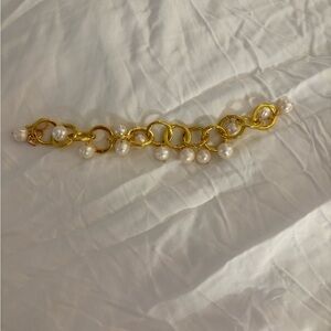 Gold Fill Chain Bracelet with Pearl Charms